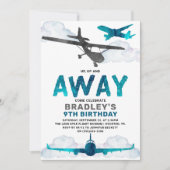 航空機航空任意の年齢の誕生日パーティー 招待状 (正面)