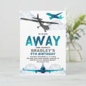 航空機航空任意の年齢の誕生日パーティー 招待状 (スタンド正面)