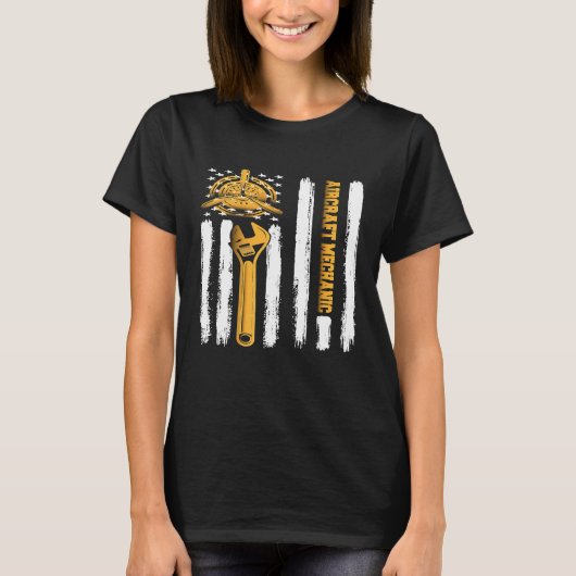 航空機航空機整備士航空技術アメリカ Tシャツ (正面)