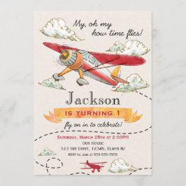 航空機誕生日招待状ヴィンテージ飛行機招待状 招待状