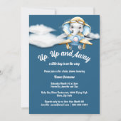 航空機象ベビーシャワーブルーパイロット飛行機 招待状 (正面)