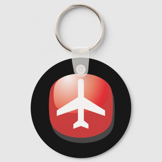 航空機赤簡単ボタン キーホルダー (正面)