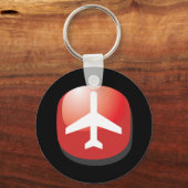 航空機赤簡単ボタン キーホルダー (正面)