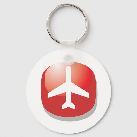航空機赤簡単ボタン キーホルダー (正面)