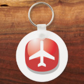 航空機赤簡単ボタン キーホルダー (正面)
