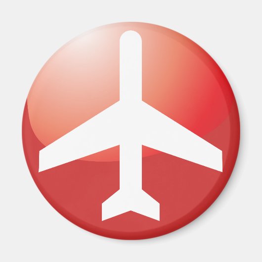 航空機赤簡単ボタン マグネット (正面)
