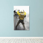 航空機長がF/A-18Cホーネットに合図する キャンバスプリント (インサイチュ (ウッドフロア))