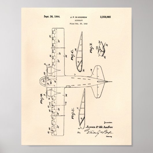 航空機1944年特許美術古人 ポスター (正面)