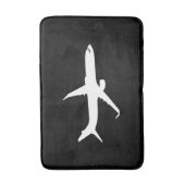 航空機JetLinerホワイトシルエット飛んでいる バスマット (正面縦)