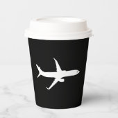 航空機JetLinerホワイトシルエット飛んでいる 紙コップ (正面)