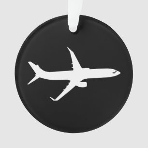 航空機JetLiner白シルエット飛んでいる オーナメント