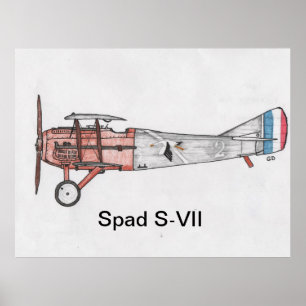 航空機WW1 Spad S-VII ポスター