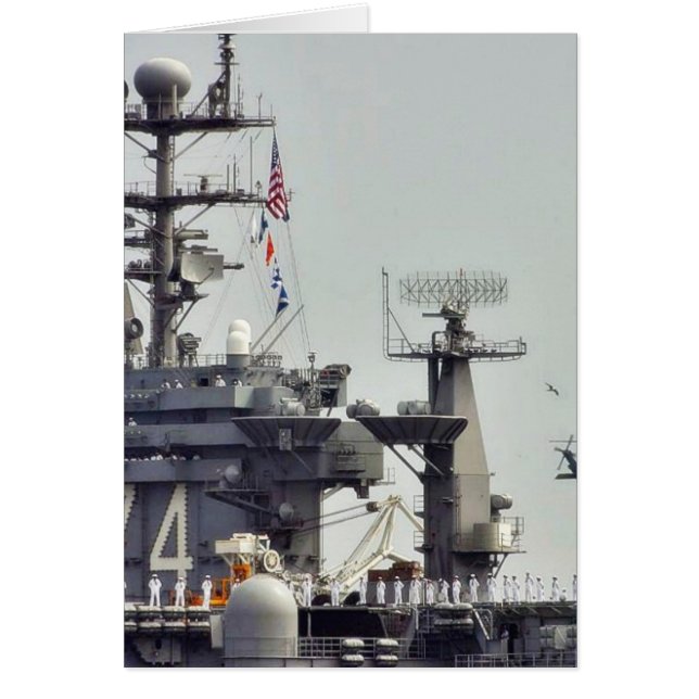 航空母艦のヘリコプターの船海軍船員 (正面)