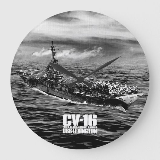 航空母艦のレキシントンAifのwallclock ラージ壁時計 (正面)
