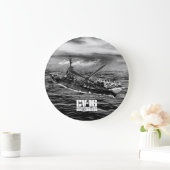 航空母艦のレキシントンAifのwallclock ラージ壁時計 (ホーム)