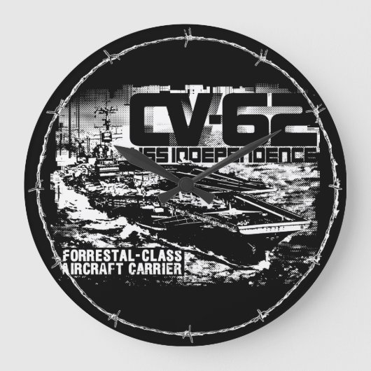 航空母艦の独立性電波時計 ラージ壁時計 (正面)