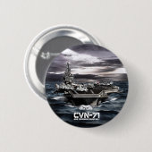 航空母艦セオドア・ルーズベルトのピンバックボタン 缶バッジ (正面&裏面)