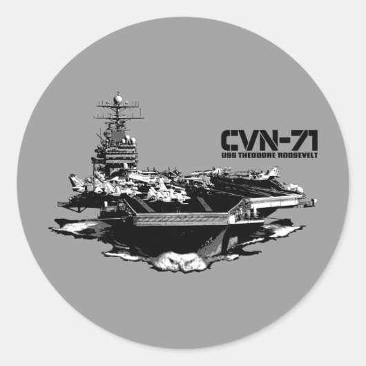 航空母艦セオドア・ルーズベルト・ステッカー ラウンドシール (正面)
