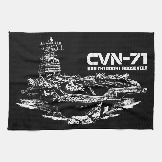 航空母艦セオドアRoosevelt Dawsonsf kitc キッチンタオル (横)