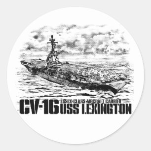 航空母艦レキシントンステッカー ラウンドシール