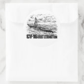 航空母艦レキシントンステッカー ラウンドシール (バッグ)