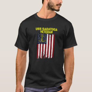 航空母艦USSサラトガCV-60 CVA-60退役軍人 Tシャツ