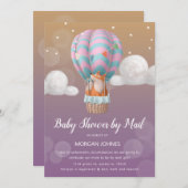 航空気球の動物のベビーシャワーby mail invitation (正面/裏面)