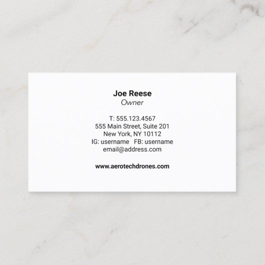 航空無人機の撮影・映像撮影サービス 名刺 (裏面)