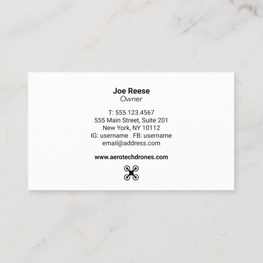 航空無人機の撮影・映像撮影会社 名刺 (裏面)