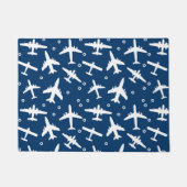 航空白航空機飛んでいるシルエット ドアマット (正面)