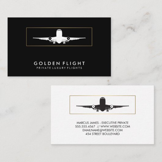 航空白黒判 名刺 (正面/裏面)