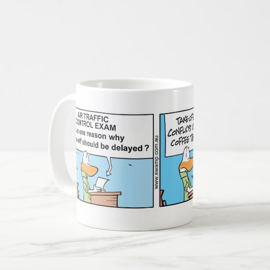 航空管制のコーヒー漫画のマグ コーヒーマグカップ (正面左)