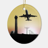航空管制のタワー及び飛行機 セラミックオーナメント (左)