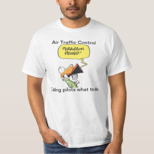 航空管制の冗談の漫画のワイシャツ Tシャツ