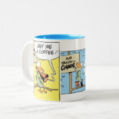 航空管制の漫画のコーヒー・マグ ツートーンマグカップ (正面左)