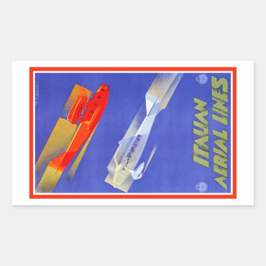 航空線イタリアン長方形ステッカー 長方形シール (正面)