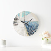 航空船のサーフィンのスケッチ ラージ壁時計 (ホーム)