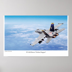 航空芸術ポスター「F/A-18ホーネット・ゴールデン・ドラゴン」 ポスター