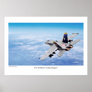 航空芸術ポスター「F/A-18ホーネット・ゴールデン・ドラゴン」 ポスター
