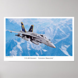 航空芸術ポスター「F/A-18Hornet Golden Dragons」 ポスター