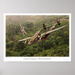 航空芸術ポスター「P-38稲妻」 ポスター