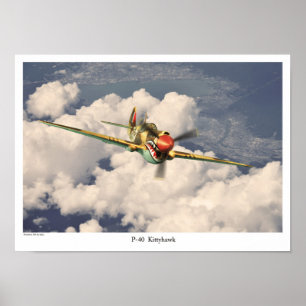 航空芸術ポスター「P-40 Kittyhawk」 ポスター