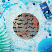 航空芸術、黒飛行機シルエット、 ペーパープレート (パーティー)