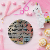 航空芸術、黒飛行機シルエット、 ペーパープレート (パーティー)