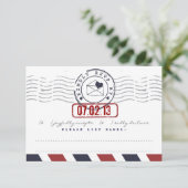 航空郵便のラブレターの結婚式の応答カード 出欠カード (スタンド正面)