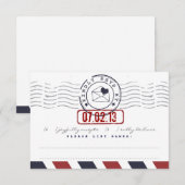 航空郵便のラブレターの結婚式の応答カード 出欠カード (正面/裏面)