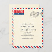 航空郵便の結婚式の保存日付 セーブザデート (正面/裏面)