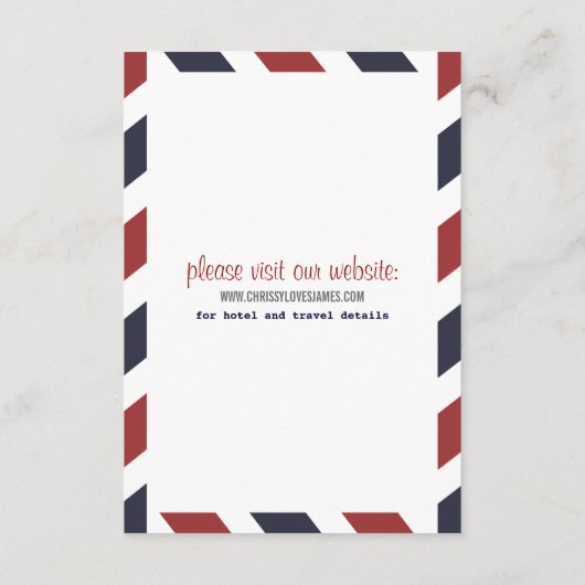 航空郵便旅行およびホテルの挿入物カード エンクロージャーカード (裏面)