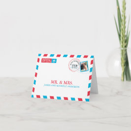 航空郵便 結婚感謝 サンキューカード