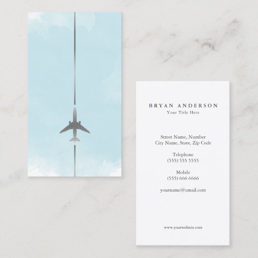 航空青水彩カラー名刺 名刺 (正面/裏面)